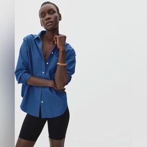 Everlane The Relaxed Oxford Shirt Dark Blue Size 4 NWT